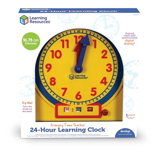 Learning Resources LSP2995-UK Primary Time Teacher – 24-Stunden-Demonstrationsuhr, Multi, One Size von Learning Resources