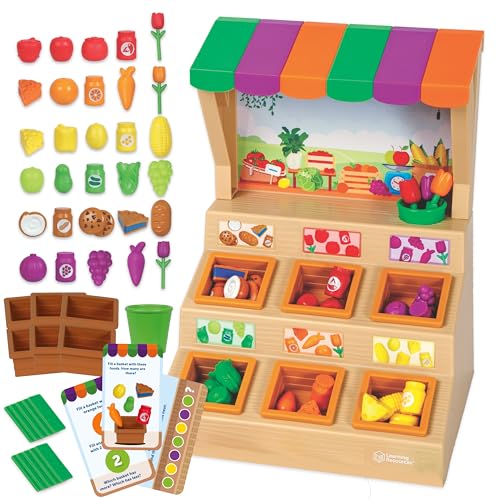 Learning Resources Mini Farmstand Sortierset, Spielnahrung, Spielküche, Sortierspielzeug, Küchenspielset, ab 3 Jahren von Learning Resources