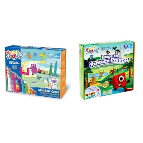 Learning Resources Numberblocks MathLink-Würfel 1-10 Aktivitätsset & HM95400-UK Brettspiel „Wettlauf zum Musterpalast“ von Learning Resources