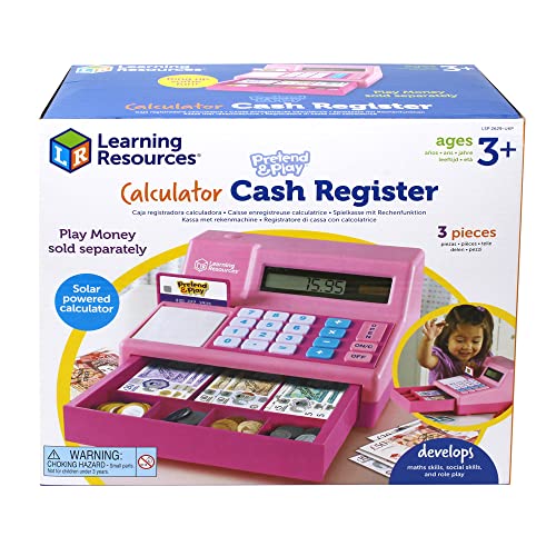 Learning Resources Pretend & Play Spielkasse mit Rechenfunktion in Pink, Kaufladen-Kasse für Kinder, Spielzeugkasse für Spielszenarien, ab 3 Jahren von Learning Resources