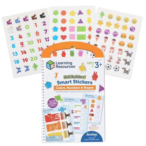 Learning Resources Skill Builders! Smart Stickers Farben, Zahlen und Formen, Vorschullernen, Montessori Busy Book, Kleinkind-Lernbücher, ab 3 Jahren, 4 Stück von Learning Resources