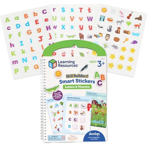 Learning Resources Skill Builders! Smart Stickers Letters & Phonics, 4 Stück, ab 3 Jahren, ABC Learning, Montessori Busy Book, Kleinkind Lernbücher, ab 3 Jahren, 4 Stück von Learning Resources