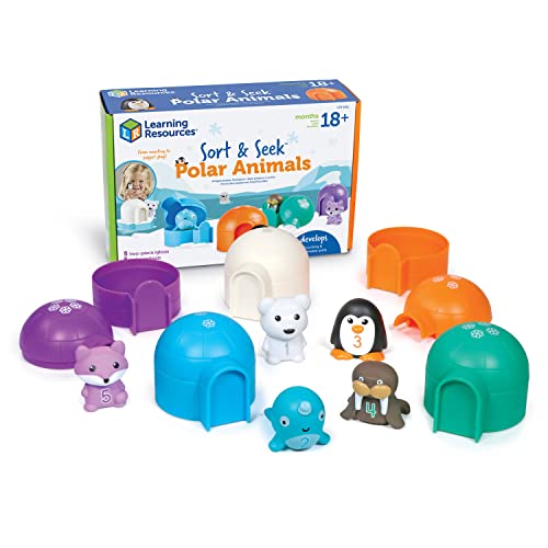 Learning Resources Sortieren & Suchen-Set – Tiere der Polarmeere, Kleinkind-Aktivitäten, Lernspielzeug, Lernspielzeugset, Farbentraining-Spielzeug, 15 Teile, ab 18 Monaten von Learning Resources