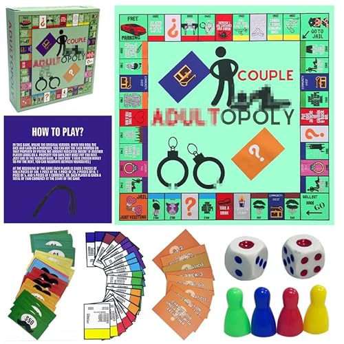 Lebenistgut Adultopoly Board Game, Adultopoly Brettspiel, Couple Adult Opoly Board Game, Adult Adultopoly Paarspiel, Paarspielkarten, Brettspiel-Requisiten zum Aufheizen der Gefühle von Lebenistgut