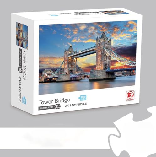 Ledeak Puzzle 1000 Teile, Klassische Puzzle für Erwachsene und Kinder, Farbenfrohes Herausforderndes Puzzle Stress Abbauen Puzzlespiel, Impossible Puzzle für Die Ganze Familie (Tower Bridge) von Ledeak