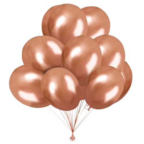 Ledeak Silberne Luftballons, 50 Stück 10 Zoll Latexballons, Glänzende Metallic Ballons Helium Ballons für Geburtstagsfeier Jubiläum Abschlussfeiern Karnevals Dekorationen (Roségold) von Ledeak