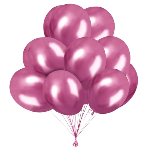 Ledeak Silberne Luftballons, 50 Stück 10 Zoll Latexballons, Glänzende Metallic Ballons Helium Ballons für Geburtstagsfeier Jubiläum Abschlussfeiern Karnevals Dekorationen (Rosérot) von Ledeak