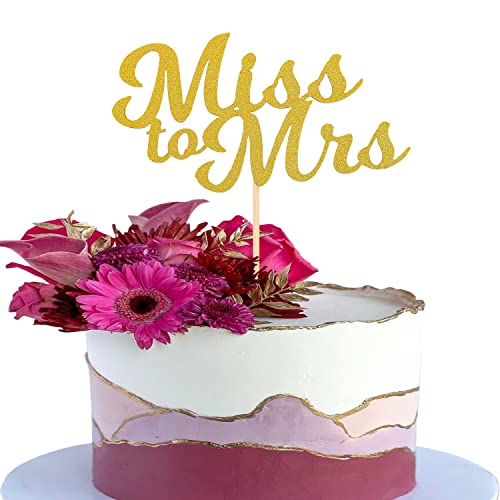 Tortenaufsatz "Miss To Mrs" – Mr And Mrs Verlobung/Hochzeit/Jubiläumsparty-Kuchendekoration, Hochzeitstortendekoration, Goldglitzer, Tortenaufsatz für Brautpartys von LeeLeeAn