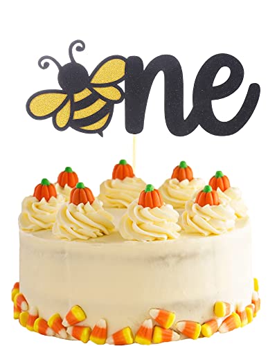 Tortenaufsatz für Geburtstagsparty, Bienenmotiv, Hummel-Design, für den ersten Geburtstag, Party, Geschlecht offenbaren, goldener Kuchenaufsatz zum 1. Jahrestag von LeeLeeAn