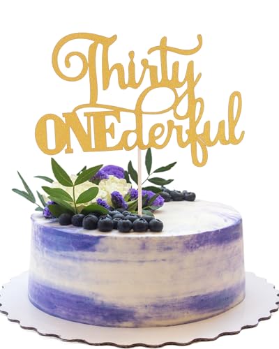 Tortenaufsatz mit Aufschrift "Thirty Onederful", goldfarbener Glitzer, "Happy 31st Birthday", Kuchendekoration, Foto-Requisiten von LeeLeeAn