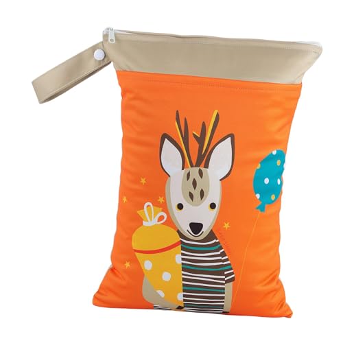 LeeQinersw Nasstasche für Babys mit 2 Reißverschlusstaschen, 25,4 x 35,6 cm, Cartoon-, Wiederverwendbare Servietten-Aufbewahrungstasche für nasse, Orange LeeQinersw Nasstasche für Babys mit 2 Reißverschlusstaschen, 25,4 x 35,6 cm, Cartoon-, Wiederverwendbare Servietten-Aufbewahrungstasche für nasse, Orange von LeeQinersw