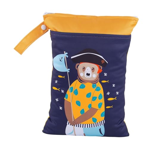 LeeQinersw Nasstasche für Babys mit 2 Reißverschlusstaschen, 25,4 x 35,6 cm, Cartoon-, Wiederverwendbare Servietten-Aufbewahrungstasche für nasse, Tiefes Blau LeeQinersw Nasstasche für Babys mit 2 Reißverschlusstaschen, 25,4 x 35,6 cm, Cartoon-, Wiederverwendbare Servietten-Aufbewahrungstasche für nasse, Tiefes Blau von LeeQinersw