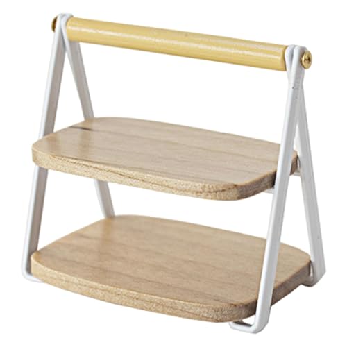 LeeQinersw Puppenhaus Regal Kleines Lagerregal für Den Marktstand Als Verkaufsregal Und Brotständer Zweistöckiges Design mit Holzmaserung für Kaufläden, Weiß LeeQinersw Puppenhaus Regal Kleines Lagerregal für Den Marktstand Als Verkaufsregal Und Brotständer Zweistöckiges Design mit Holzmaserung für Kaufläden, Weiß von LeeQinersw