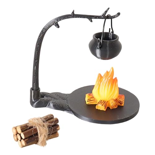 LeeQinersw Realistisches Miniatur Camping Zubehör Set Lagerfeuer Hängender Ofen Holzstumpf für Modellbahn Landschaften Puppenstuben Deko, Style C LeeQinersw Realistisches Miniatur Camping Zubehör Set Lagerfeuer Hängender Ofen Holzstumpf für Modellbahn Landschaften Puppenstuben Deko, Style C von LeeQinersw