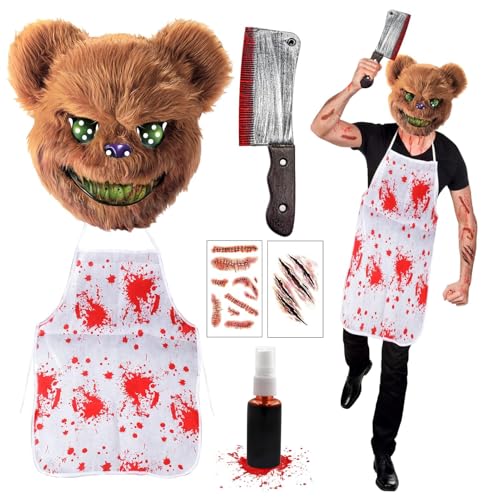 Leeelyan Halloween Kostüm Teenager,Halloween Maske Horror Bärenmaske,Blutige Maske- Erwachsene & Teenager Eine Größe Passt Allen(5 Stück) von Leeelyan