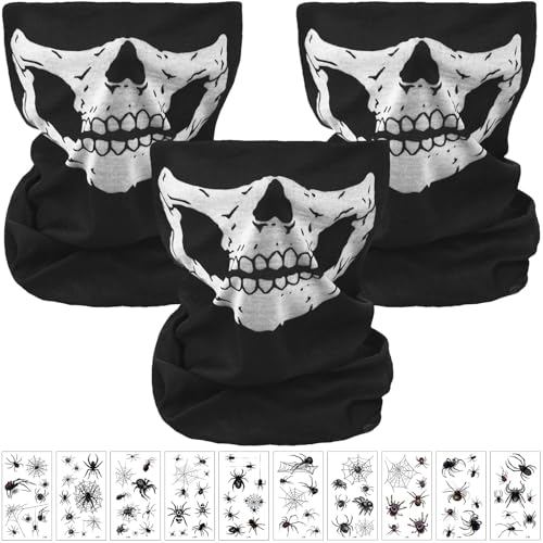 Leeelyan Motorrad Totenkopf Maske,Maske Skelett Set,Skeleton Maske Handschuhe,Schädel Gesichtsmaske,Weiße Skelett Handschuhe für Fasching,Karneval,Halloween Party Cosplay,Damen & Herren von Leeelyan