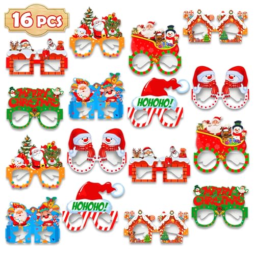 Leesgel 18 Stück Weihnachtsbrille, Lustig Weihnachten Brille Kinder Erwachsene für Weihnachtsdeko, Weihnachts Kostüm Weihnachten Deko Weihnachtsgeschenke für Kinder Foto Requisiten Weihnachtsbrillen von Leesgel