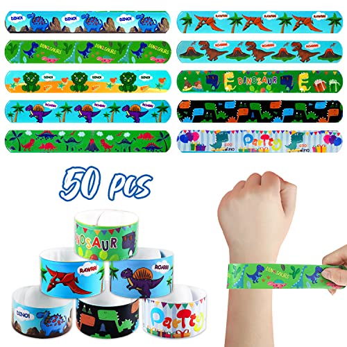 Leesgel Dinosaurier Schnapparmband Kinder, 50 Stück Dino Armband Kinder Jungen für Dino Geburtstag Deko, Dinosaurier Spielzeug Mitgebsel Kindergeburtstag Gastgeschenke Dino Geschenke Mädchen Jungen von Leesgel