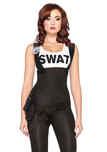 LEG AVENUE 85168 - 3Tl. Kostüm Set Swat Hot Babe, Größe M, schwarz, Damen Karneval Kostüm Fasching von LEG AVENUE