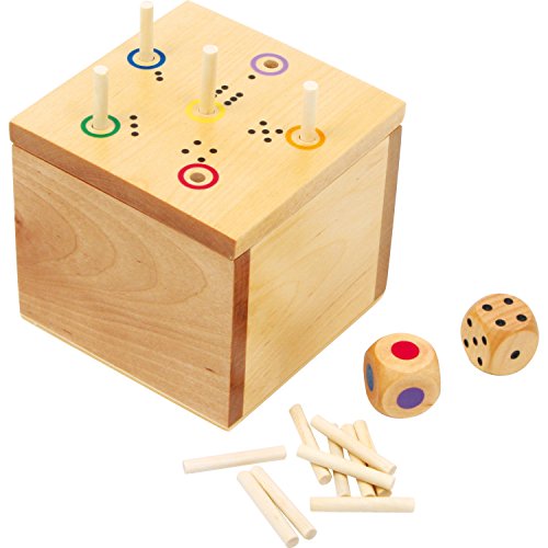 small foot Würfelspiel 6 raus in der Box, aus Holz, schnell erlerntes Würfelspiel mit zwei Würfeln, ab 5 Jahren, 6558 von Small Foot