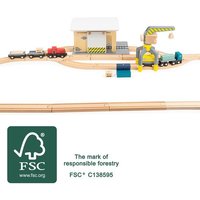 Small foot 11377 - Güterbahnhof mit Zubehör, play & fun, Spielset, Holz, 45-teilig von Legler