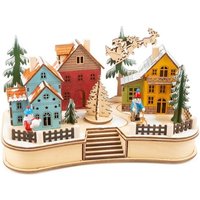 Small foot 11391 - Weihnachtsdorf mit Beleuchtung, Holz, Höhe 17cm von Legler