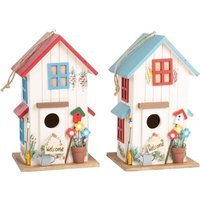 Small foot 6587 - Vogelhaus Villa Kunterbunt, 2er Set, Nistkasten, Vogelvilla, Holz, Maße: 15x13x25 cm von Legler