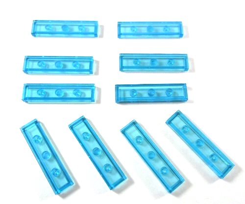 10 Stück LEGO "Fliese 1x4 Noppen" in Hellblau-Transparent. von LEGO