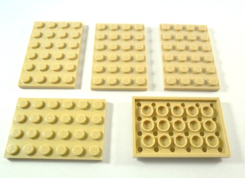 5 Stück LEGO "Platte 4x6 Noppen" in Beige. von LEGO