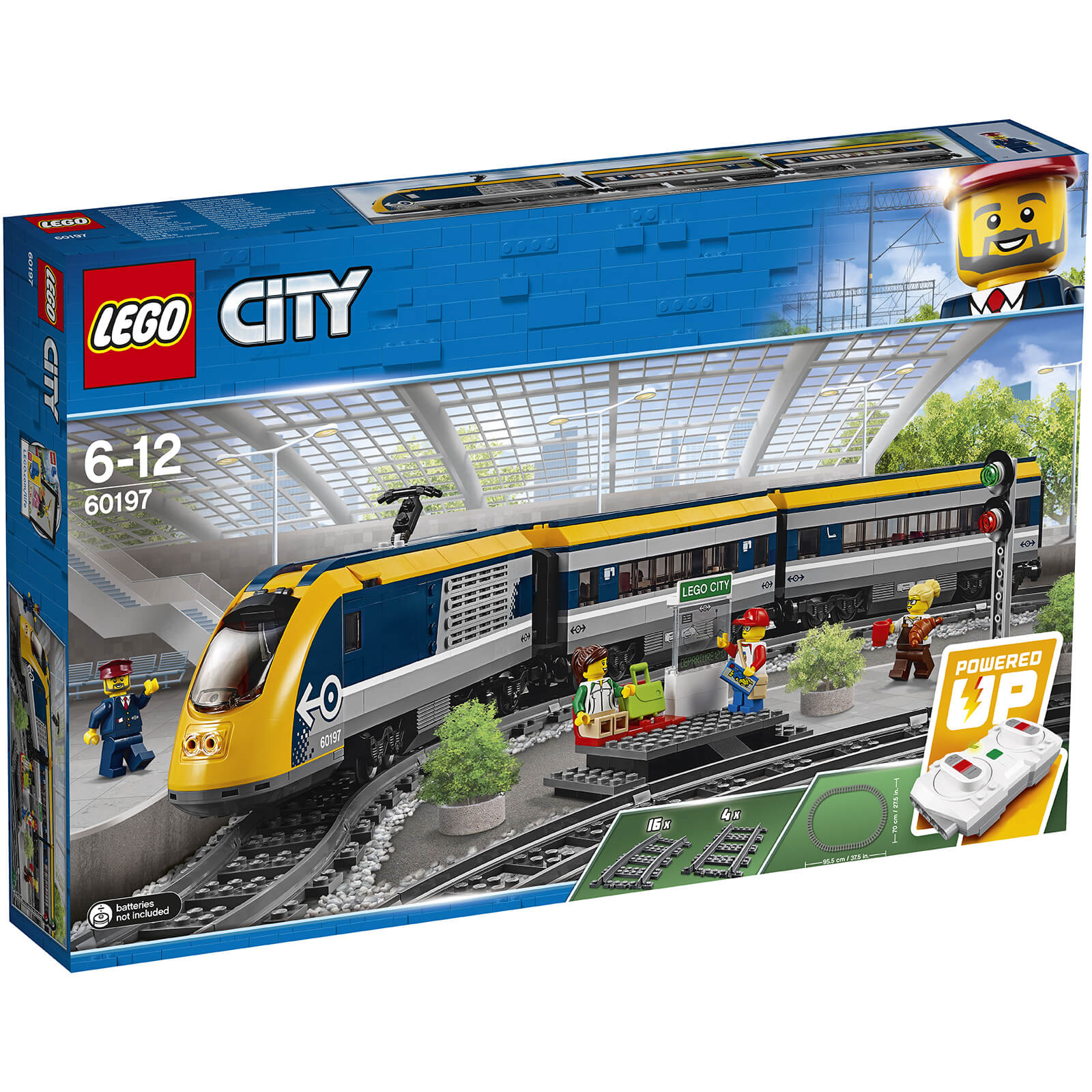 LEGO 60197 City Personenzug mit batteriebetriebenem Motor, ferngesteuertes Set mit Bluetooth-Verbindung, Schienen und Zubehör von Lego