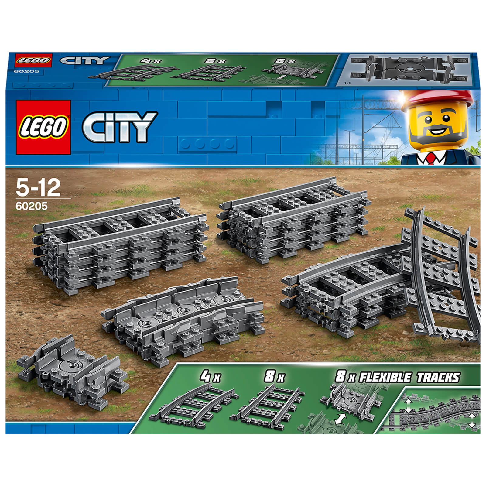 LEGO 60205 City Schienen, 20 Stück, Erweiterungsset, Kinderspielzeug von Lego