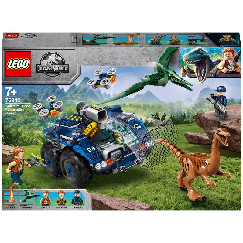 LEGO 75940 Jurassic World Ausbruch von Gallimimus und Pteranodon, Dinosaurier Spielzeug für Kinder ab 7 Jahren mit Figuren von Lego