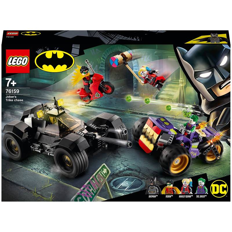 LEGO 76159 Super Heroes DC Batman Jokers Trike-Verfolgungsjagd mit Batmobile, Harley Quinn & Robin Minifiguren von Lego