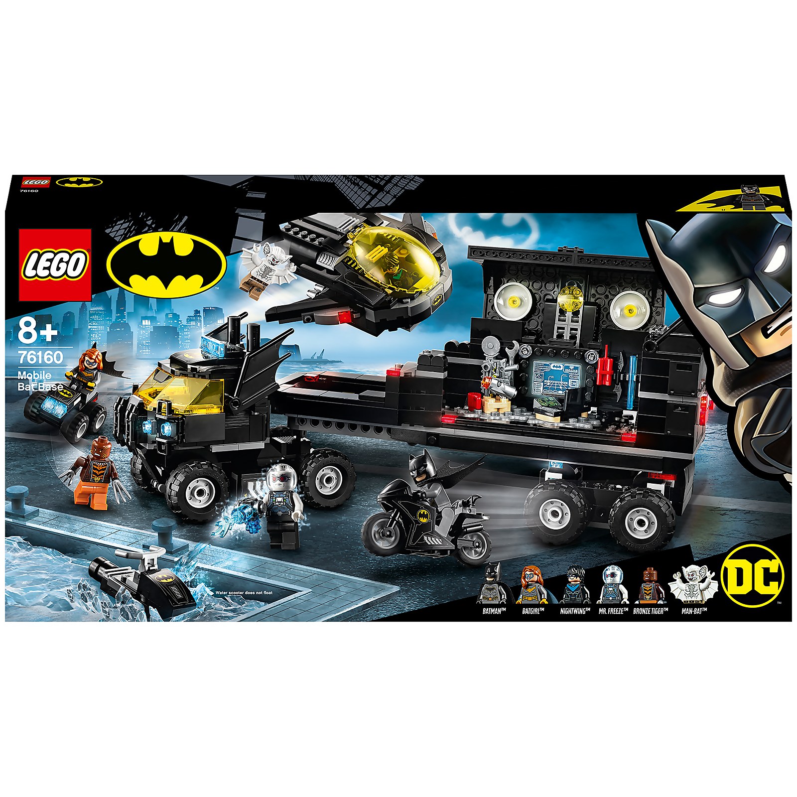 LEGO 76160 Super Heroes DC Batman Mobile Batbasis, Truck Spielzeug mit Batjet, Batquad, Motorrad und Wasserflitzer von Lego