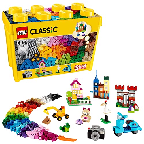 LEGO Classic Große Bausteine-Box, Konstruktionsspielzeug für Mädchen und Jungen, enthält bunte Bausteine, Reifen, Türen, etc. in 33 Farben, Geschenk für Jungen & Mädchen ab 4 Jahren 10698 von LEGO