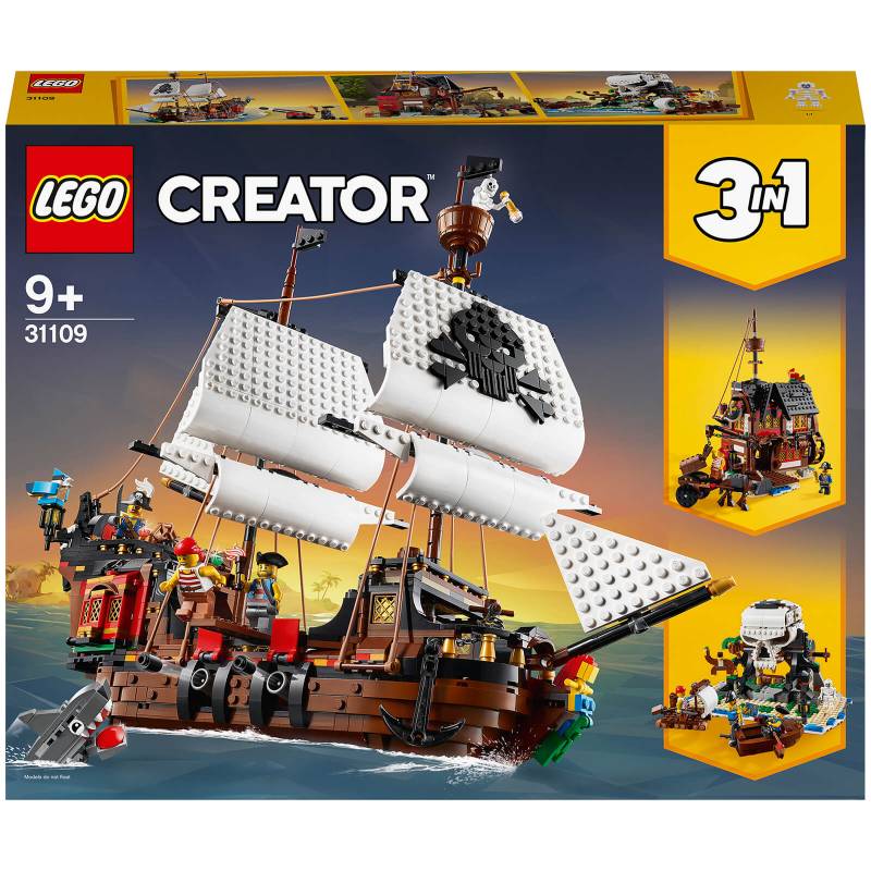 LEGO Creator: 3-in-1 Piratenschiff Set, Taverne und Totenkopfinsel (31109) von Lego