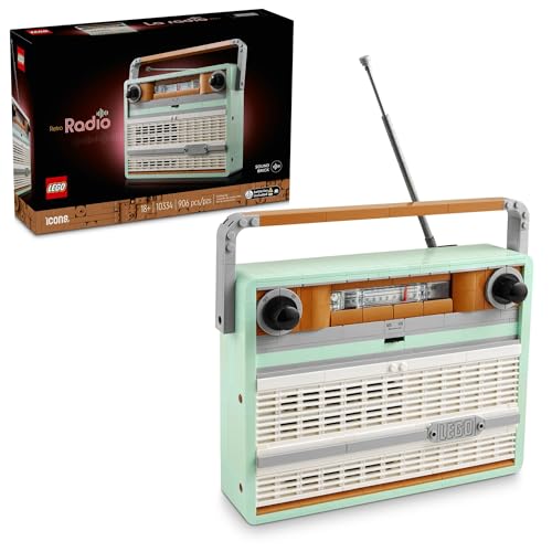 LEGO Icons Retro-Radio-Bauset für Erwachsene – Wohnkultur für Schlafzimmer, Wohnzimmer, Schreibtisch für Vintage-Ästhetik mit Soundeffekten & Smartphone-Integration – Geschenk für Männer und Frauen – von LEGO