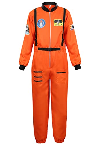 Herren-Astronauten-Kostüm, Raumfahrer-Anzug, Piloten-Fluganzug, Gefangenen-Overall, Halloween-Kostüme für Erwachsene, Astronautenanzug orange, L von Lehauya