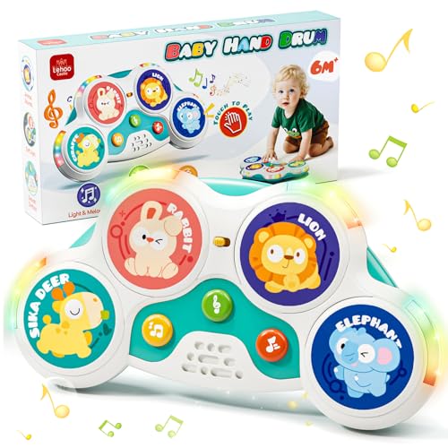 Lehoo Castle Baby Trommel Musik Spielzeug ab 6 Monate, Babyspielzeug mit 3 Arten von Klangeffekten + intelligente Spielmodus, 3 6 9 12 Monate+ Baby Geschenk sensorische Ausbildung Lehoo Castle Baby Trommel Musik Spielzeug ab 6 Monate, Babyspielzeug mit 3 Arten von Klangeffekten + intelligente Spielmodus, 3 6 9 12 Monate+ Baby Geschenk sensorische Ausbildung von Lehoo Castle