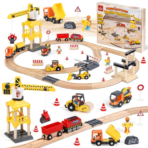 Lehoo Castle Holzeisenbahn, 68 Pcs Eisenbahn Holz mit Kran Spielzeug, Eisenbahn Kinder Elektrisch, Holz Eisenbahn Kinder mit Bagger Lehoo Castle Holzeisenbahn, 68 Pcs Eisenbahn Holz mit Kran Spielzeug, Eisenbahn Kinder Elektrisch, Holz Eisenbahn Kinder mit Bagger von Lehoo Castle