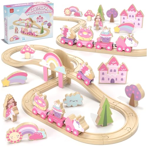 Lehoo Castle Holzeisenbahn für Mädchen, Holz Eisenbahn Kinder, Eisenbahn Holz, Einhorn Spielzeug, Spielzeug ab 3 4 5 Jahre Mädchen Lehoo Castle Holzeisenbahn für Mädchen, Holz Eisenbahn Kinder, Eisenbahn Holz, Einhorn Spielzeug, Spielzeug ab 3 4 5 Jahre Mädchen von Lehoo Castle