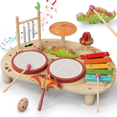 Lehoo Castle Holz Montessori Kinder Schlagzeugset Spielzeug ab 2 3 Jahre, Musikinstrumente für Kinder mit Xylophon Trommel, Musikspielzeug für Babys im Vorschulalter, Lernspielzeug Geschenk Lehoo Castle Holz Montessori Kinder Schlagzeugset Spielzeug ab 2 3 Jahre, Musikinstrumente für Kinder mit Xylophon Trommel, Musikspielzeug für Babys im Vorschulalter, Lernspielzeug Geschenk von Lehoo Castle