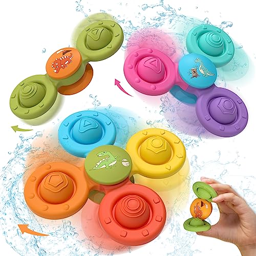 Lehoo Castle Saugnapf Spielzeug Baby, Silikon Badewannenspielzeug, 3 Stück Baby Spielzeug, Fidget Spinner Sensorik für (Buntes) von Lehoo Castle