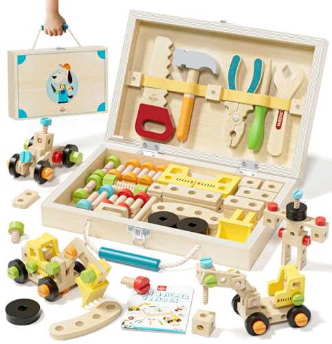 Lehoo Castle Werkzeugkoffer Kinder Werkzeug, Montessori Spielzeug ab 3 Jahre, Motorik Holzspielzeug Geschenk Junge Mädchen Werkzeug Motorik Lernspiele 2 3 4 5 Jahre Lehoo Castle Werkzeugkoffer Kinder Werkzeug, Montessori Spielzeug ab 3 Jahre, Motorik Holzspielzeug Geschenk Junge Mädchen Werkzeug Motorik Lernspiele 2 3 4 5 Jahre von Lehoo Castle