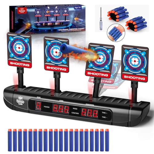 Lehoo Castle Zielscheibe für Nerf Pistole Zubehör, 4 Ziele/Spielmodi Elektrische Zielscheibe, Auto-Reset Digitale Ziele von Lehoo Castle