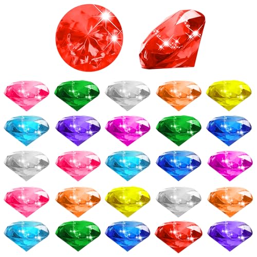 Leikedun 10 Stück 40mm Kinder Diamant Edelsteine Set Piraten Schatzsuche Spielzeug Geschenk zu Geburtstags Weihnachts Hochzeit Deko Bunt Acryl Große Transparent Kristall Pool Spielzeuge (Diamant, 10) von Leikedun