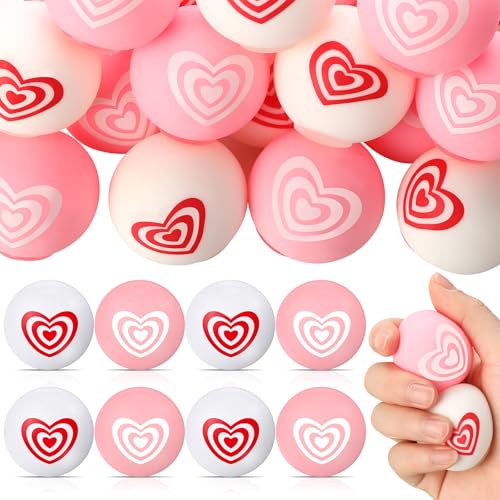 Leitee 30 Stück Valentinstag Herz Stressbälle Bulk Foam Stressabbau Bälle Mini Runde Quetschbälle für Valentinstag Party Geschenke Gastgeschenke Spielzeug Klassenzimmer Preis Geschenk Füllstoffe von Leitee