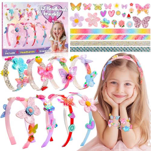 Geschenk Mädchen 3-9 Jahre, Bastelset Kinder ab 3-9 Jahre Schmuck Armbänder Selber Machen Haarreifen Mädchen Spielzeug Mädchen 3-9 Jahre Basteln ab 4-7 Jahre Geburtstagsgeschenk Kreatives für Mädchen von Leksakber