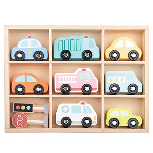 Lelin Toys L10328 Fahrzeug-Set in Holzbox von Lelin Toys