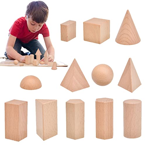 Geometrische Holzkörper, 3D-Geometrie-Miniatur-Set | Solide Figuren Geometrie Miniatur-Set | Montessori-Lernspielzeug, solide Figuren, Geometrie-Miniatur, 3D-Formblöcke, hölzernes -Spielzeug von Lembeauty